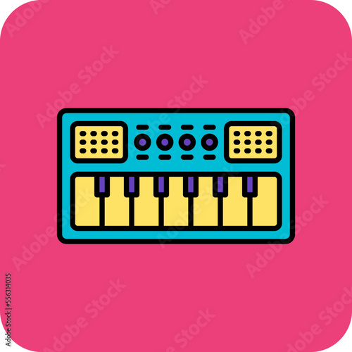 Piano Multicolor Round Corner Filled Line Icon