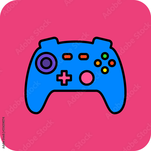 Game Controller Multicolor Round Corner Filled Line Icon