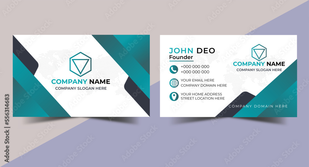 Naklejka premium Modern Stylish PSD Business Card Template. Fully layered, completely editable and print ready, both side design.