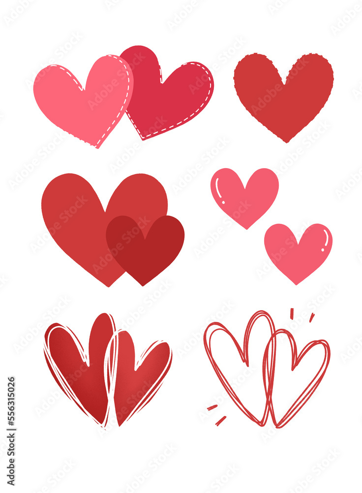 Hand drawn heart design elements for valentine's day