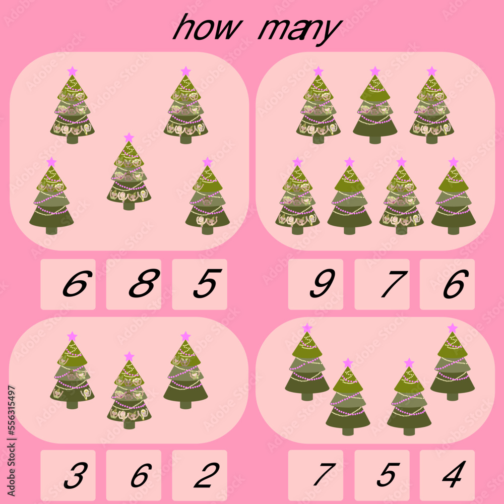 calculate how many Christmas trees are in the picture Stock Vector Adobe Stock