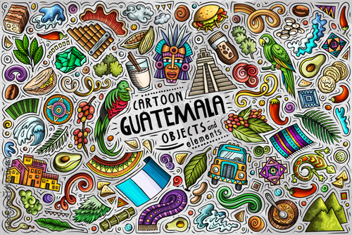 Set of Guatemala traditional symbols and objects