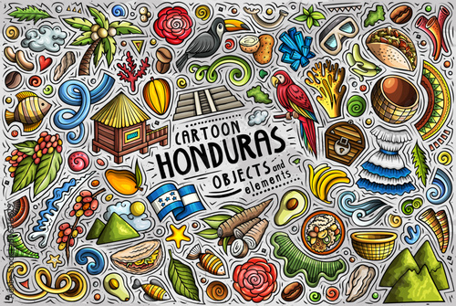 Set of Honduras traditional symbols and objects