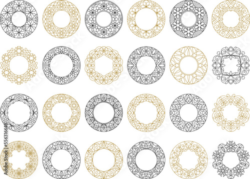 Botanical frames. Circle forms with royal ornate design shapes recent vector design template set