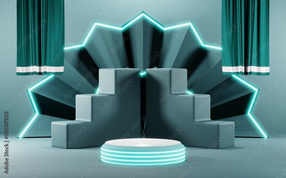 3D render of Podium background in blue tones for displaying cream products. cosmetics 3D render of Podium background in blue tones for displaying cream products. cosmetics