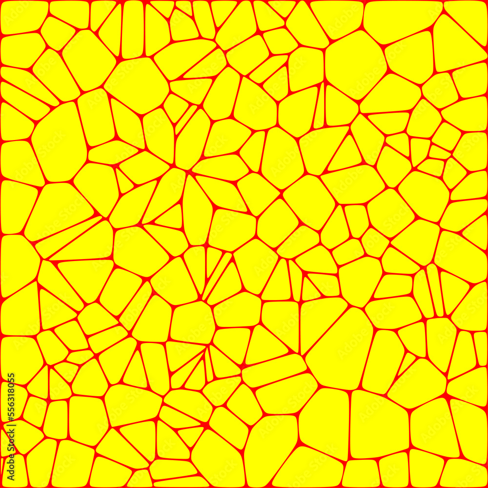 Abstract Yellow Cracked Material on Red Background Abstract Yellow Cracked Material on Red Background