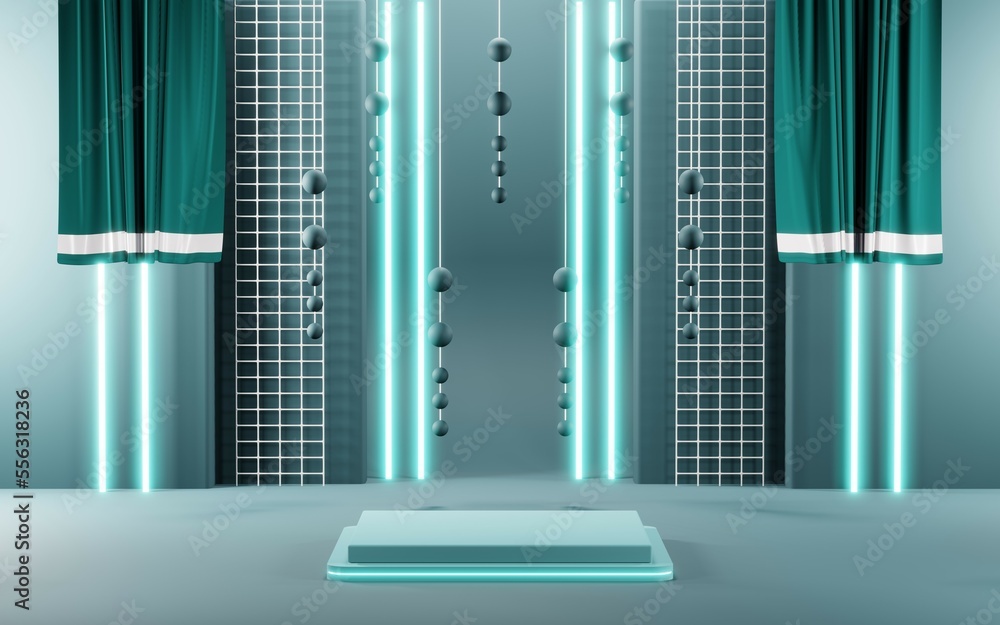 3D render of Podium background in blue tones for displaying cream products. cosmetics 3D render of Podium background in blue tones for displaying cream products. cosmetics