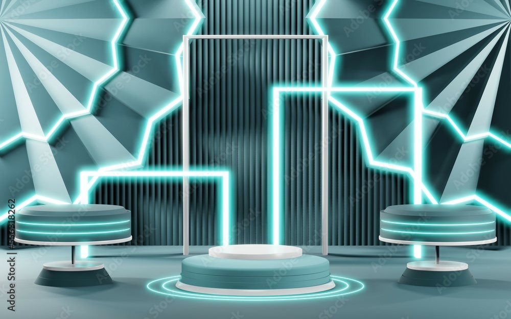 3D render of Podium background in blue tones for displaying cream products. cosmetics 3D render of Podium background in blue tones for displaying cream products. cosmetics