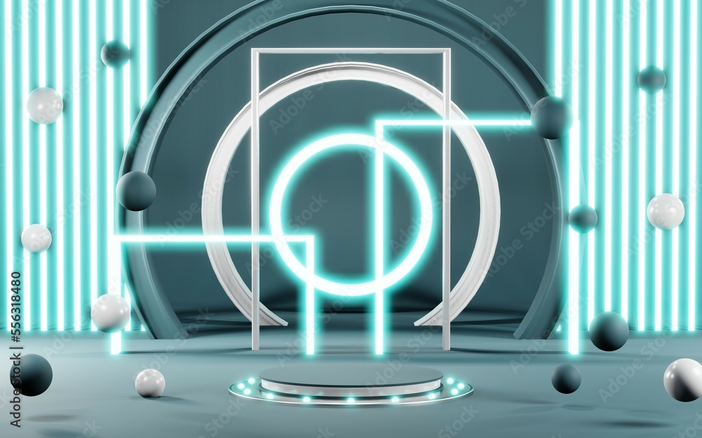 3D render of Podium background in blue tones for displaying cream products. cosmetics 3D render of Podium background in blue tones for displaying cream products. cosmetics