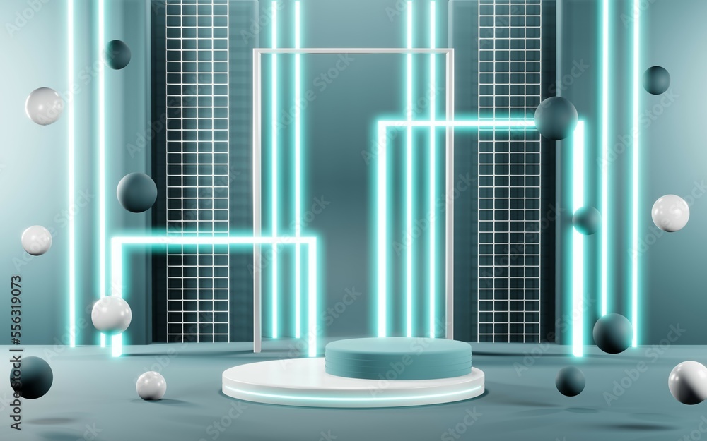 3D render of Podium background in blue tones for displaying cream products. cosmetics 3D render of Podium background in blue tones for displaying cream products. cosmetics