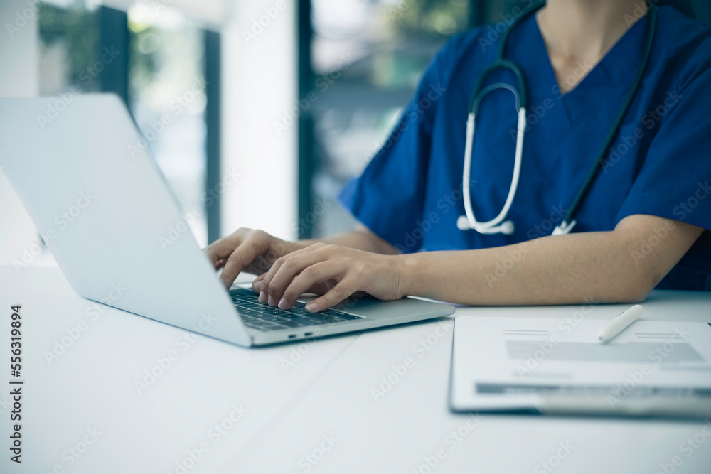 Medicine doctor touching on digital tablet and hologram modern virtual screen interface icons, Medical technology and futuristic concept. Medicine doctor touching on digital tablet and hologram modern virtual screen interface icons, Medical technology and futuristic concept.