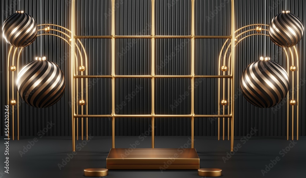 3D rendering of blank product background for cream cosmetics Modern black podium background 3D rendering of blank product background for cream cosmetics Modern black podium background
