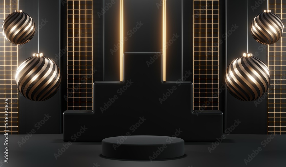 3D rendering of blank product background for cream cosmetics Modern black podium background 3D rendering of blank product background for cream cosmetics Modern black podium background