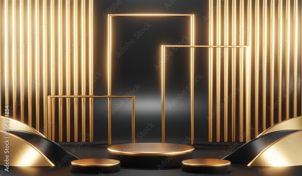 3D rendering of blank product background for cream cosmetics Modern black podium background 3D rendering of blank product background for cream cosmetics Modern black podium background