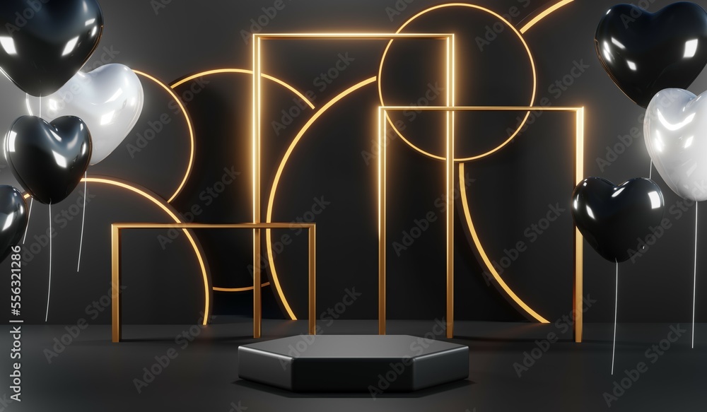 3D rendering of blank product background for cream cosmetics Modern black podium background 3D rendering of blank product background for cream cosmetics Modern black podium background
