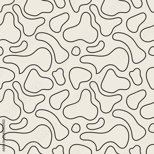 Vector abstract seamless pattern. Liquid irregular shapes. Random organic fluid form