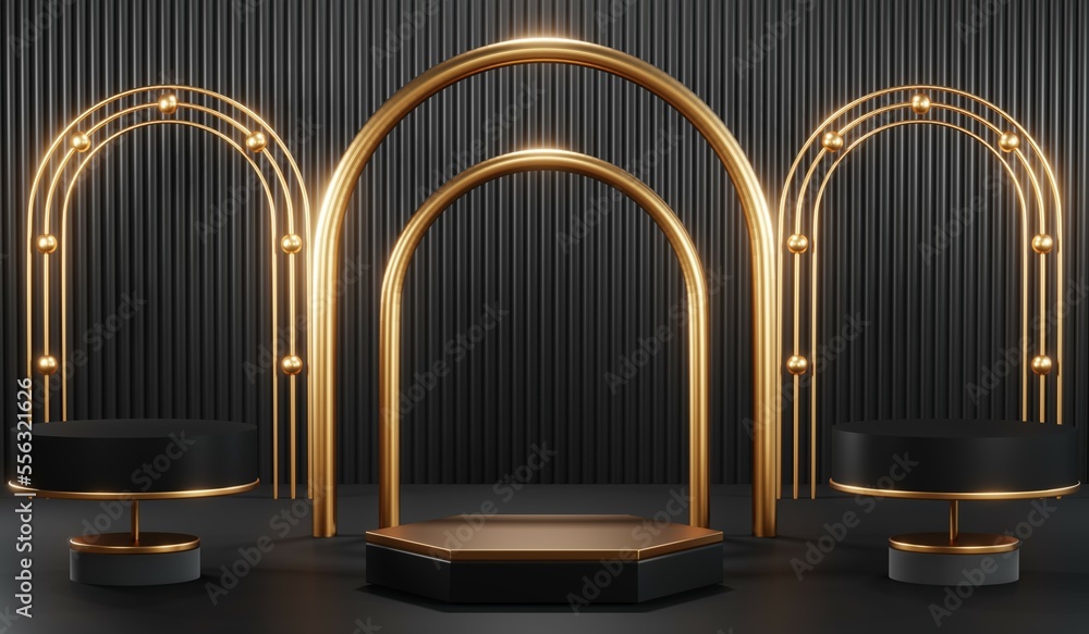 3D rendering of blank product background for cream cosmetics Modern black podium background 3D rendering of blank product background for cream cosmetics Modern black podium background