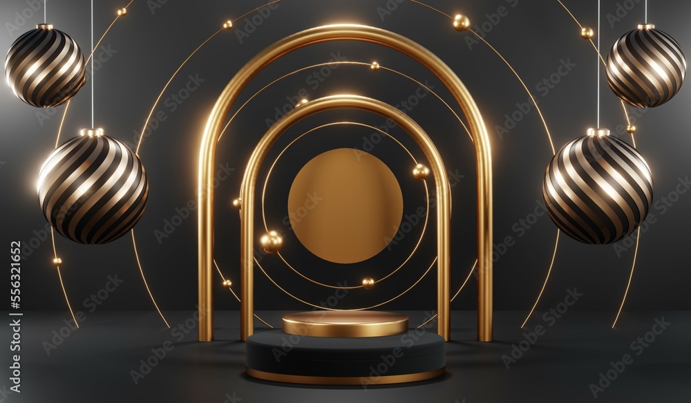3D rendering of blank product background for cream cosmetics Modern black podium background 3D rendering of blank product background for cream cosmetics Modern black podium background