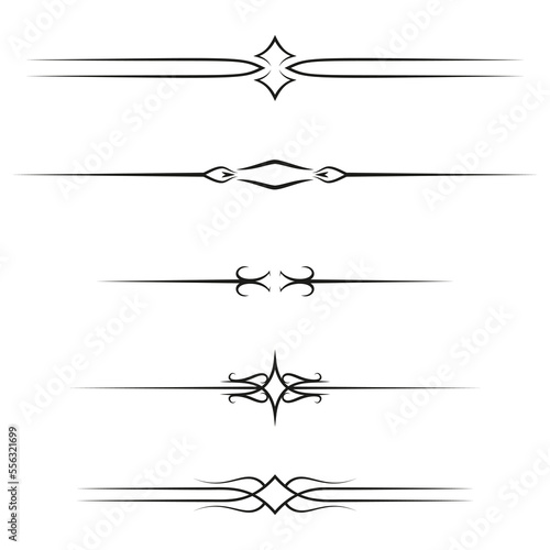 Dividers vector set isolated. Geometric horizontal vintage line border and text design element. Collection of decorative page rules. Separation select text.