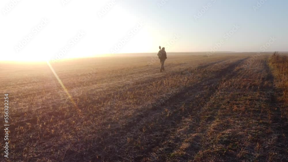 treasure hunters went on a searches with a metal detector on a frosty morning at sunrise treasure hunters went on a searches with a metal detector on a frosty morning at sunrise