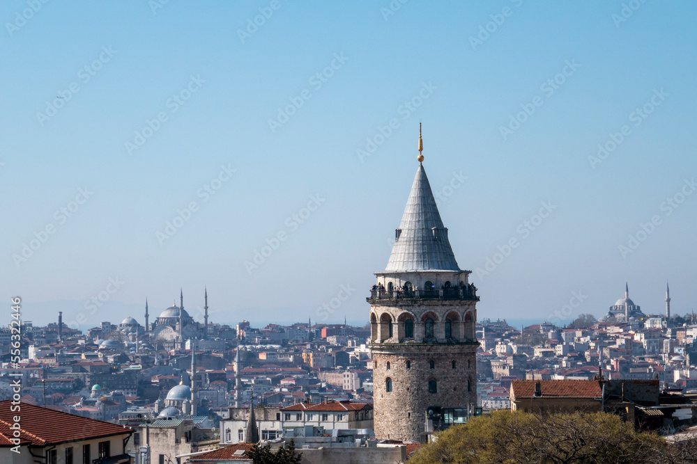  Galata Tower in Beyoglu . Istanbul ,Turkey