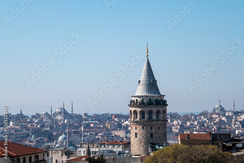  Galata Tower in Beyoglu . Istanbul  Turkey