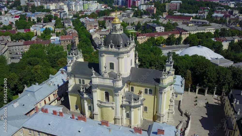 central part of the city of Lviv, Ukraine, drone flight central part of the city of Lviv, Ukraine, drone flight