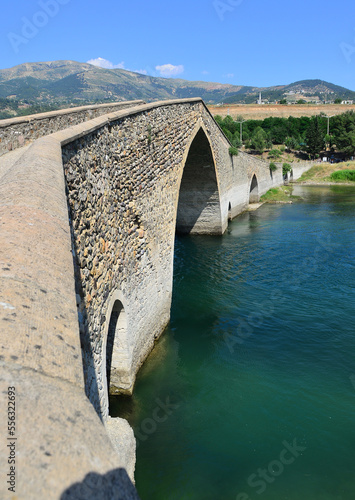 Ceyhan Bridge, located in Kahramanmaraş, Turkey, was built in the 16th century. It is 158 meters long and consists of six arches. photo