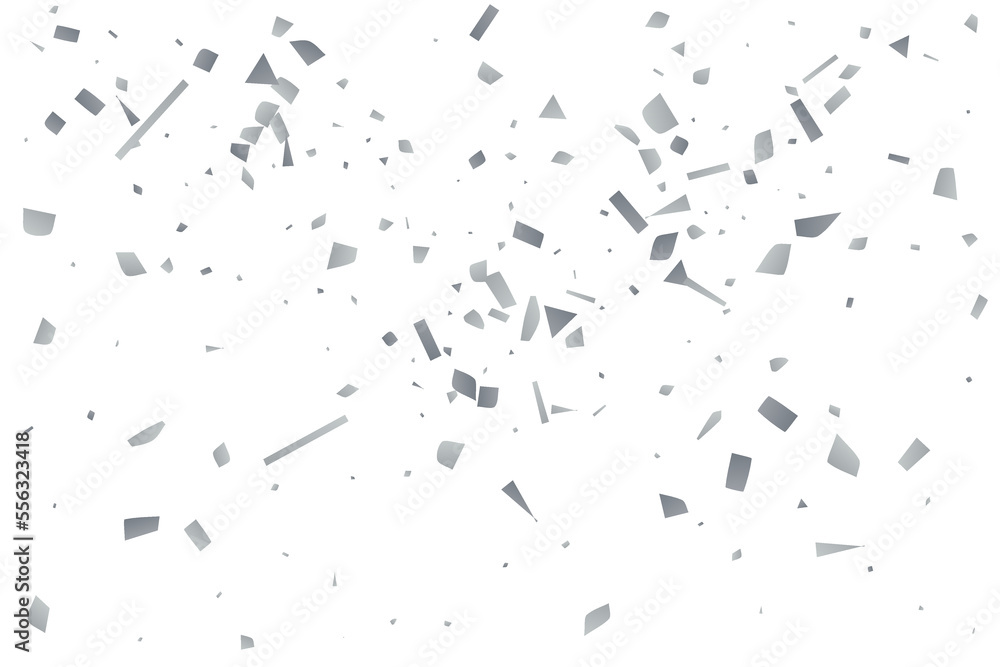 Silver glitter confetti on a white background. Decorative element. Silver glitter confetti on a white background. Decorative element.