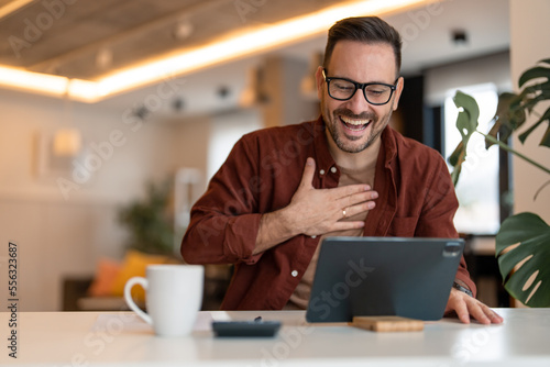 An open minded businessman discussing about a new strategy plans with his team workers.