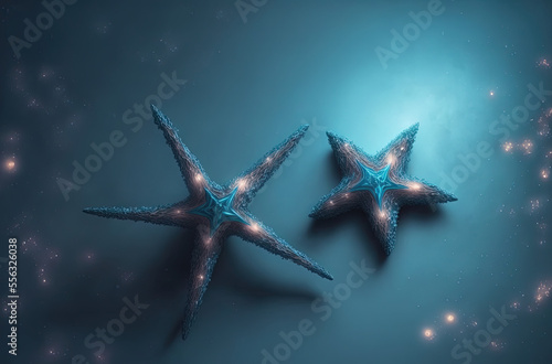 blue starfish under water. generative AI picture