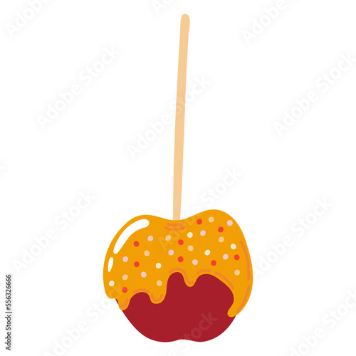 Cozy seasonal autumn dessert of caramel apple isolated on white background