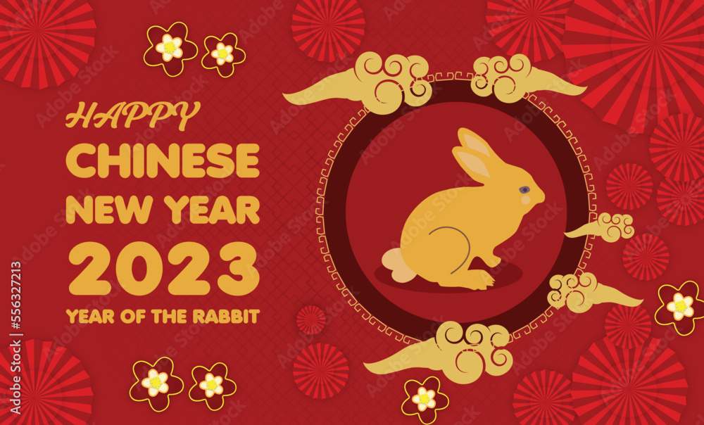 Happy Chinese new year 2023 with cute rabbit, lunar and Chinese Greeting Card illustration Happy Chinese new year 2023 with cute rabbit, lunar and Chinese Greeting Card illustration