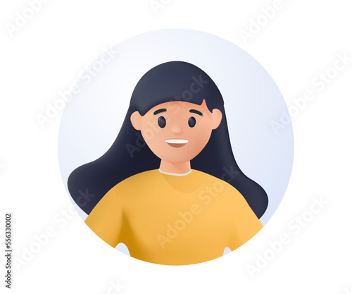3D character young smiling business woman avatar. A minimal portrait of girl. 3d render vector people character