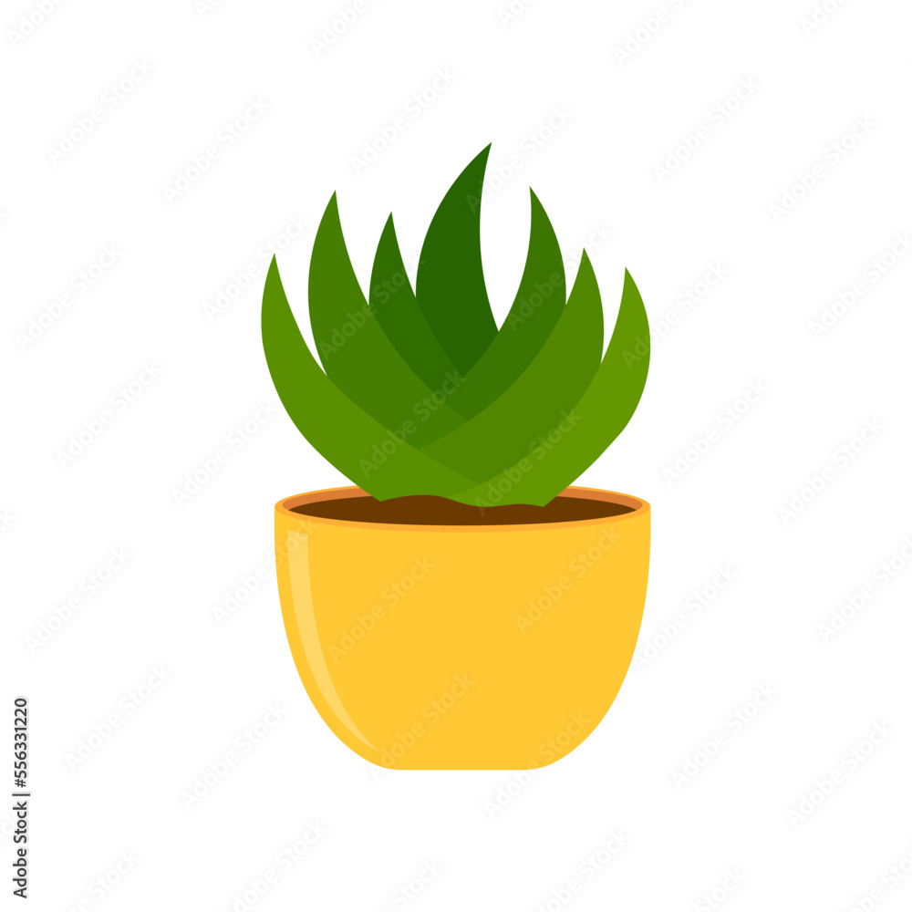 Aloe vera plant in yellow pot icon. Vector illustration. Aloe vera plant in yellow pot icon. Vector illustration.