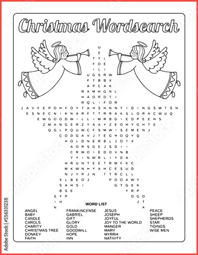 Holiday word search puzzle, Christmas word puzzle. Christmas activity. Fun activities for kids.