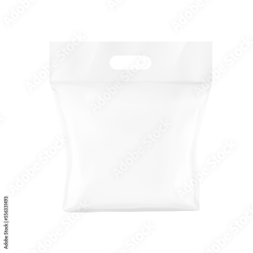 Realistic plastic bag with handle mockup. Vector illustration isolated on white background. Ready and simple to use for your design. EPS10.	