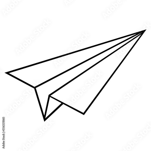 Símbolo de viaje. Icono plano 3d avión estilo origami. Avión de papel lineal hecho a mano