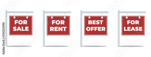 Sale real estate sign. For sale vector red sign. Vector isolated sign