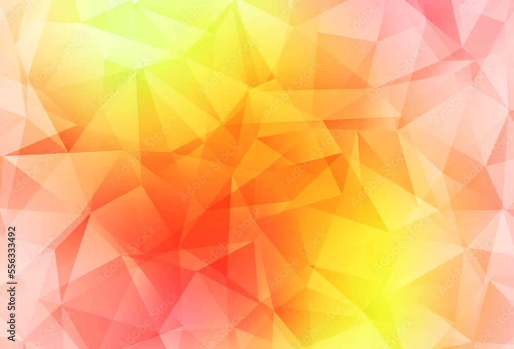 Light Red, Yellow vector polygon abstract background.