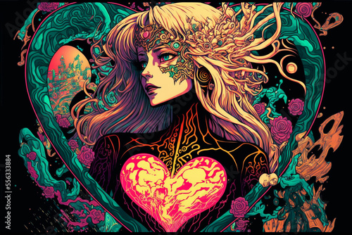 valentines background psychedelic art style  Generative AI