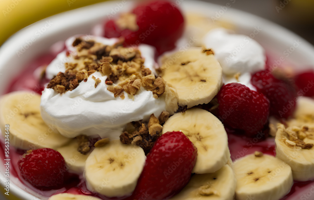 Illustration of banana split, generative ai Illustration of banana split, generative ai