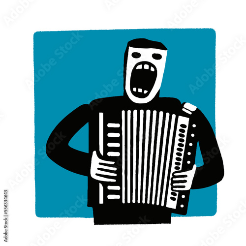 loudly screaming accordion player