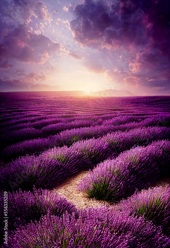 Blooming beautiful lavender field Generative AI