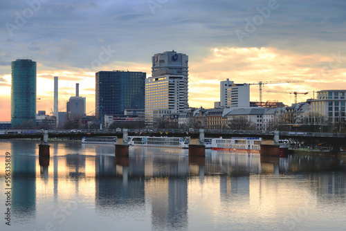 Frankfurt am Main. December 2022. View of the embankment and the river Main.