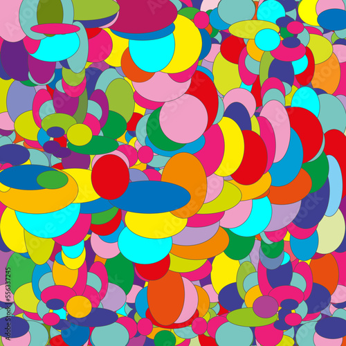 Fondo geométrico abstracto con círculos de colores.