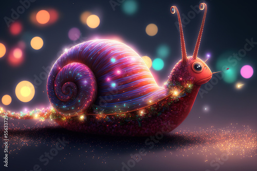 Cute fairy snail. Generative AI	
