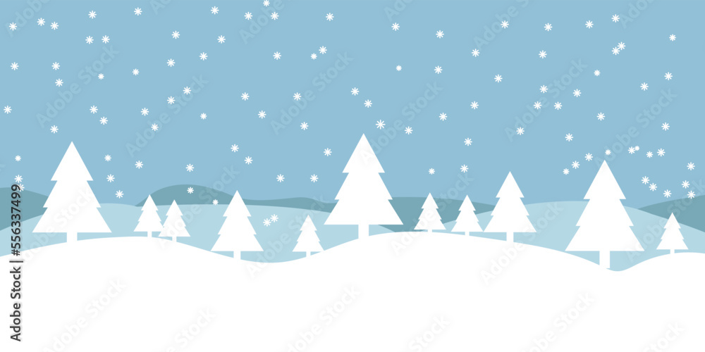 Winter background. Winter. Winter forest in blue and white. Vector design. Card.