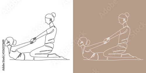 Hand Drawn Line Art Thai Massage