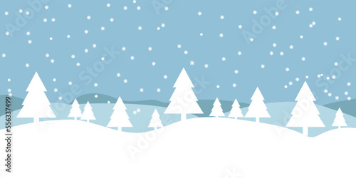 Winter background. Winter. Winter forest in blue and white. Vector design. Card. © Katerina